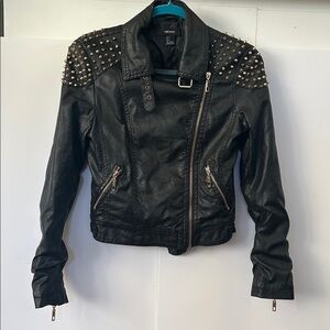 EUC Forever 21 Studded Faux Leather Jacket Black Size S